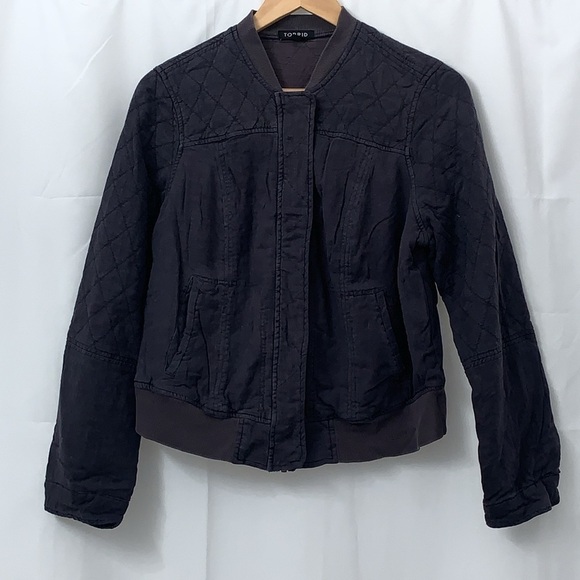 Women’s Torrid Navy Quilted Jacket Size 00 = 10 M/L EUC - Picture 2 of 8